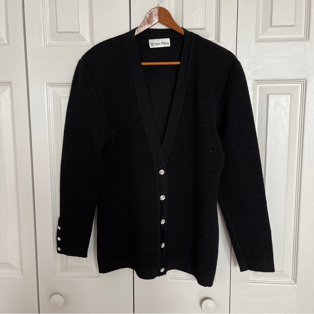 Vintage Vogue Alley Cardigan Sweater Jacket Black Size M